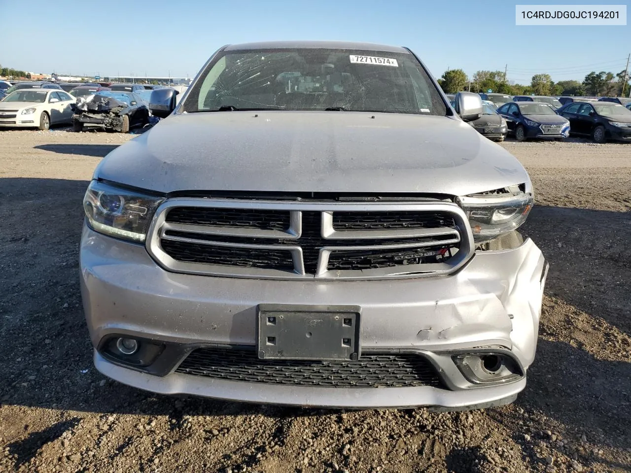 2018 Dodge Durango Gt VIN: 1C4RDJDG0JC194201 Lot: 72711574