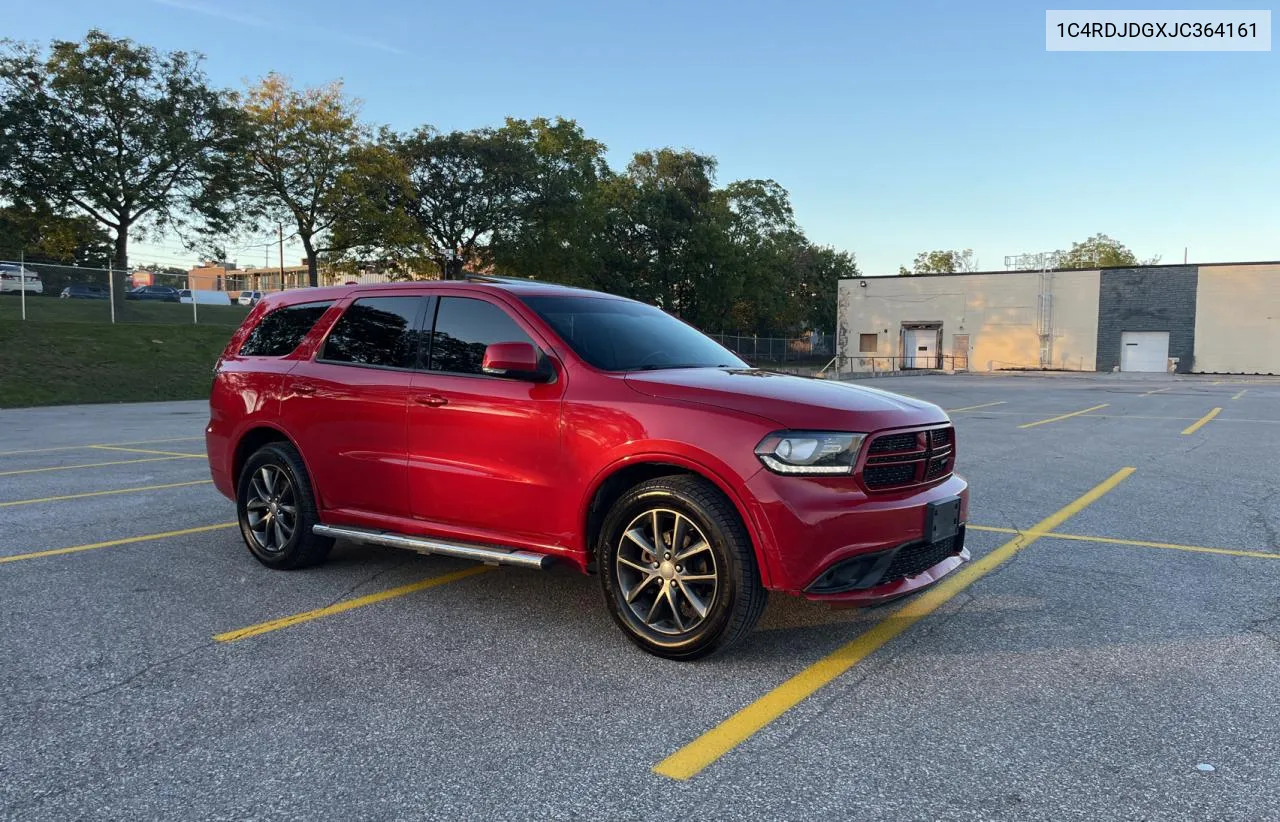 2018 Dodge Durango Gt VIN: 1C4RDJDGXJC364161 Lot: 73604394