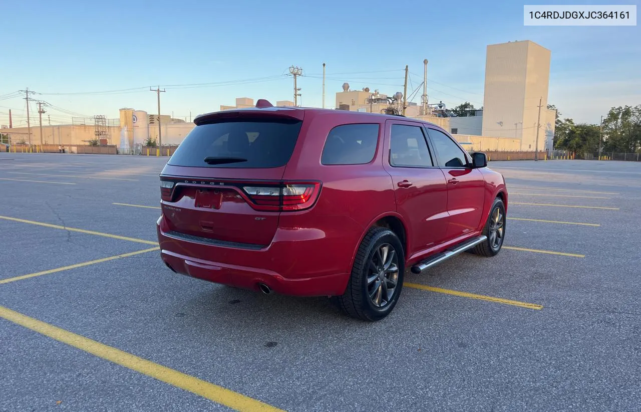 2018 Dodge Durango Gt VIN: 1C4RDJDGXJC364161 Lot: 73604394