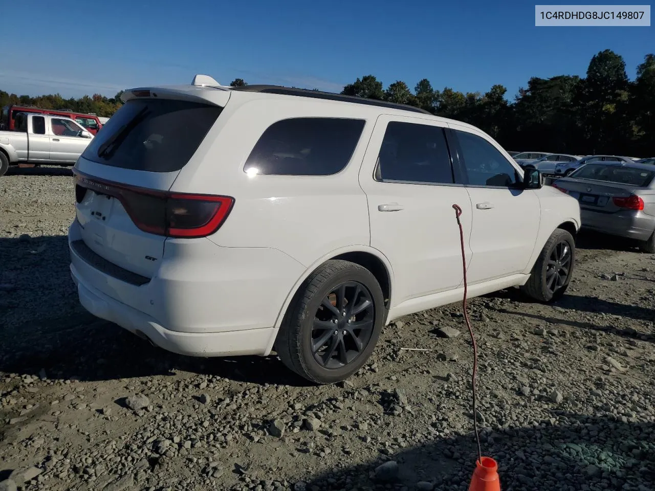 2018 Dodge Durango Gt VIN: 1C4RDHDG8JC149807 Lot: 74139524