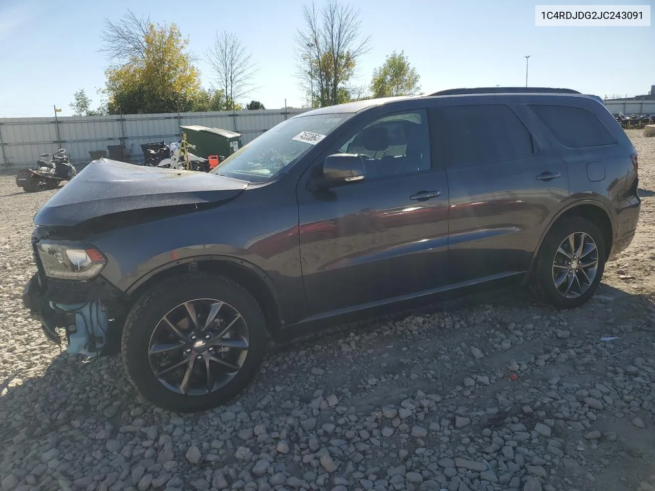 2018 Dodge Durango Gt VIN: 1C4RDJDG2JC243091 Lot: 74533564