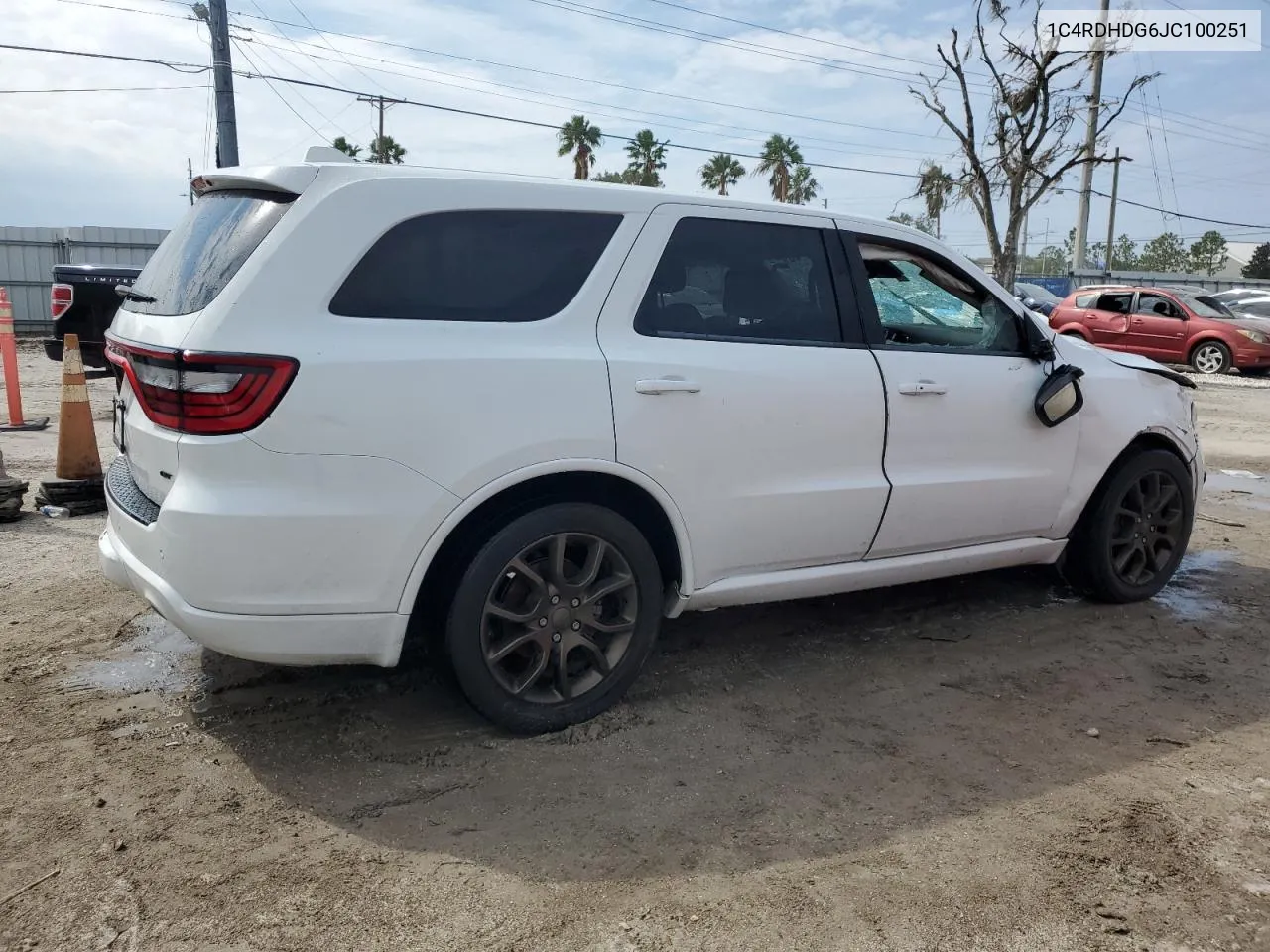 2018 Dodge Durango Gt VIN: 1C4RDHDG6JC100251 Lot: 75260054