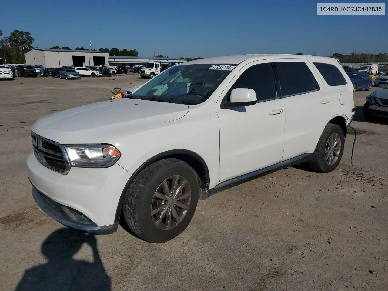 2018 Dodge Durango Sxt VIN: 1C4RDHAG7JC447835 Lot: 77233414