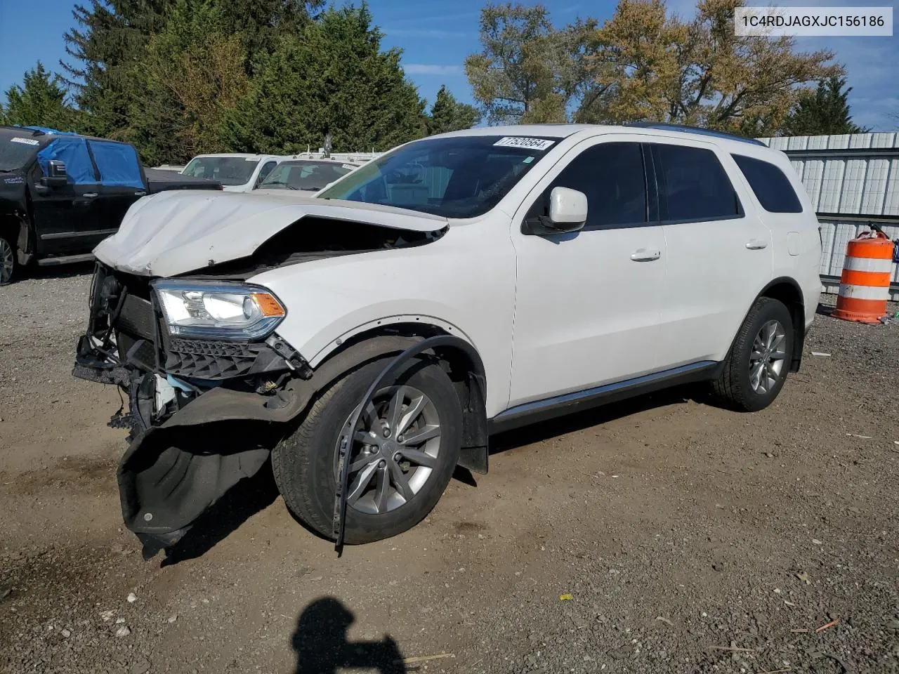 2018 Dodge Durango Sxt VIN: 1C4RDJAGXJC156186 Lot: 77520564