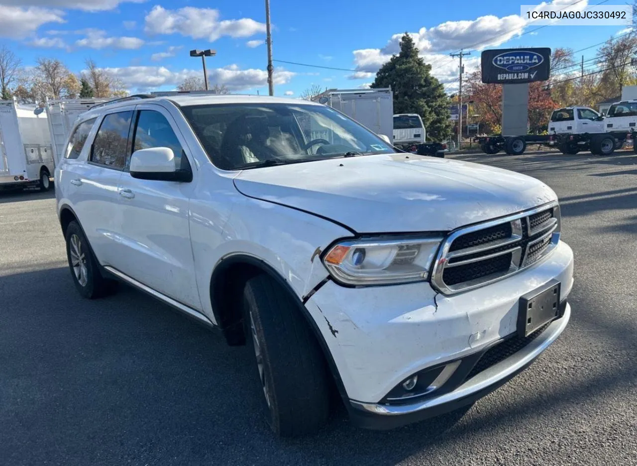 2018 Dodge Durango Sxt VIN: 1C4RDJAG0JC330492 Lot: 80171944