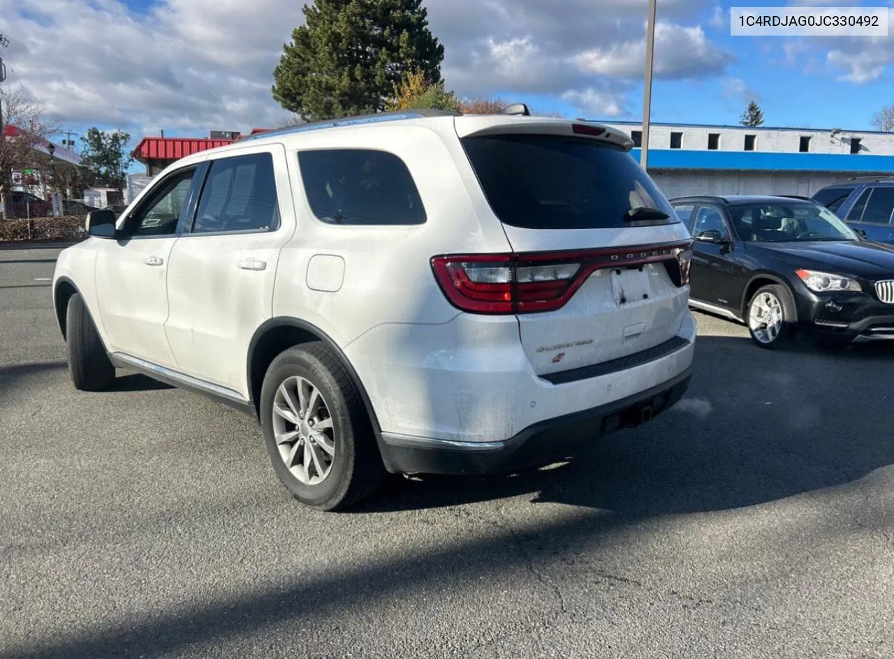 2018 Dodge Durango Sxt VIN: 1C4RDJAG0JC330492 Lot: 80171944