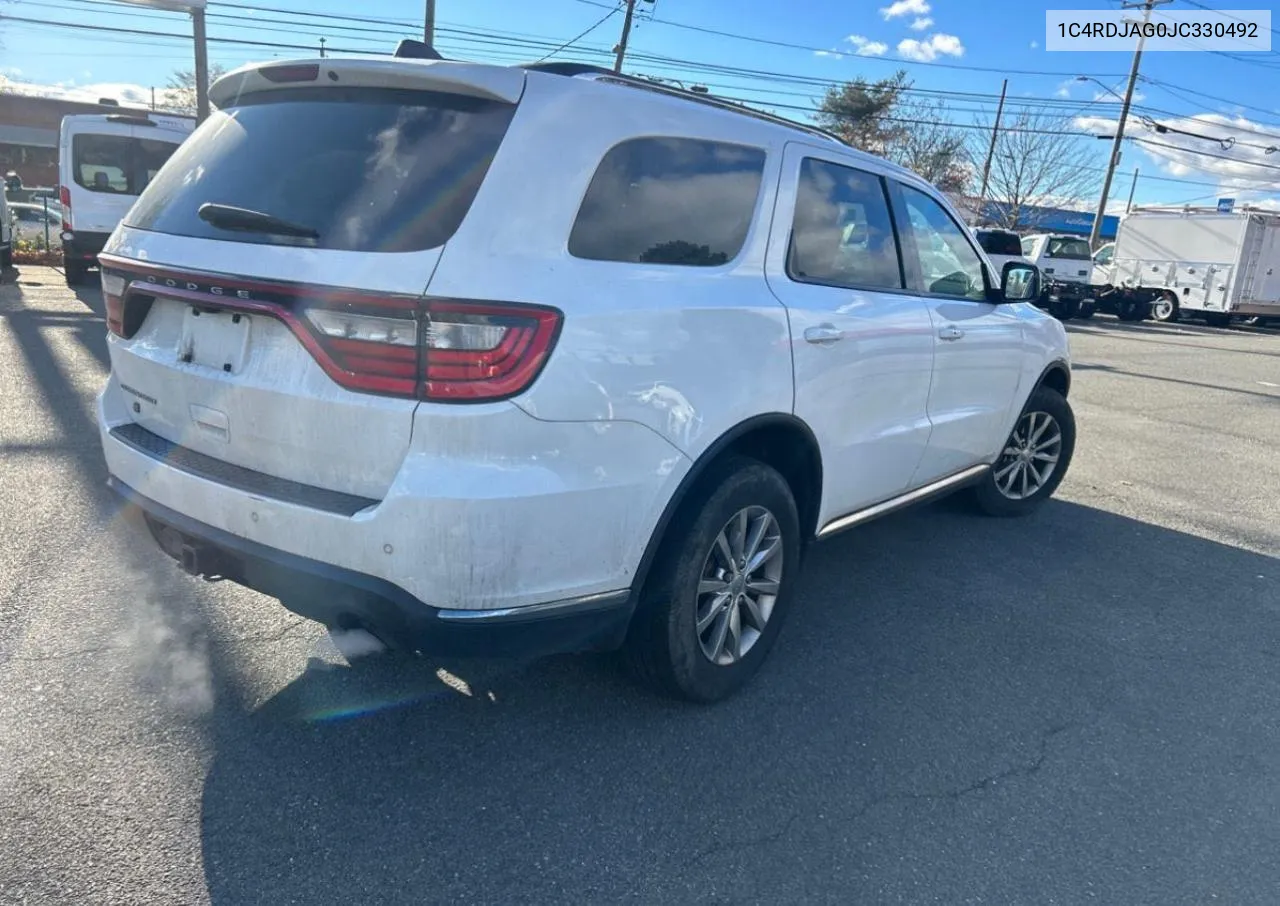 2018 Dodge Durango Sxt VIN: 1C4RDJAG0JC330492 Lot: 80171944