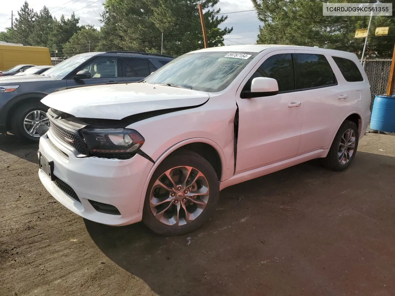 2019 Dodge Durango Gt VIN: 1C4RDJDG9KC561355 Lot: 59787154