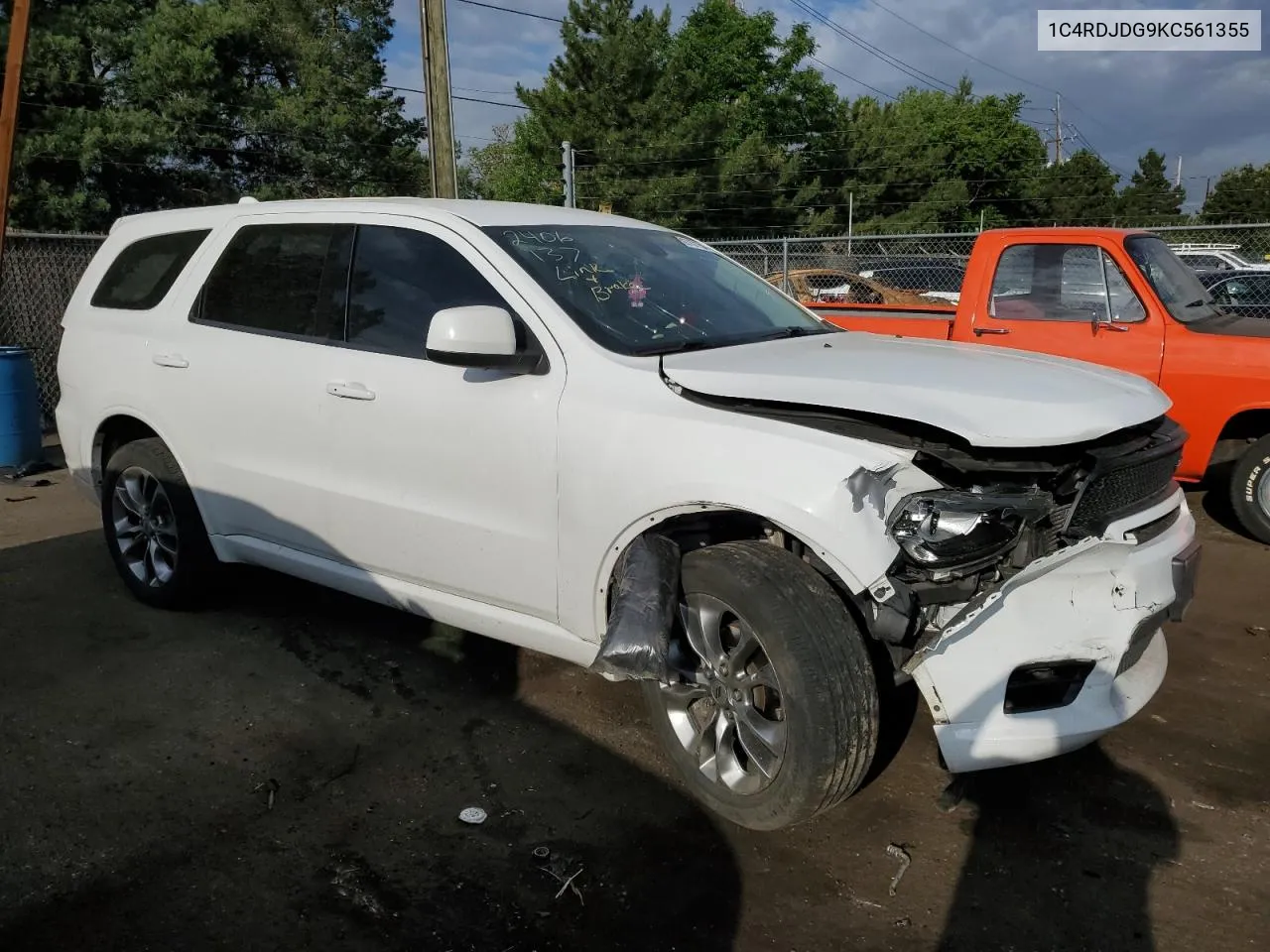 2019 Dodge Durango Gt VIN: 1C4RDJDG9KC561355 Lot: 59787154