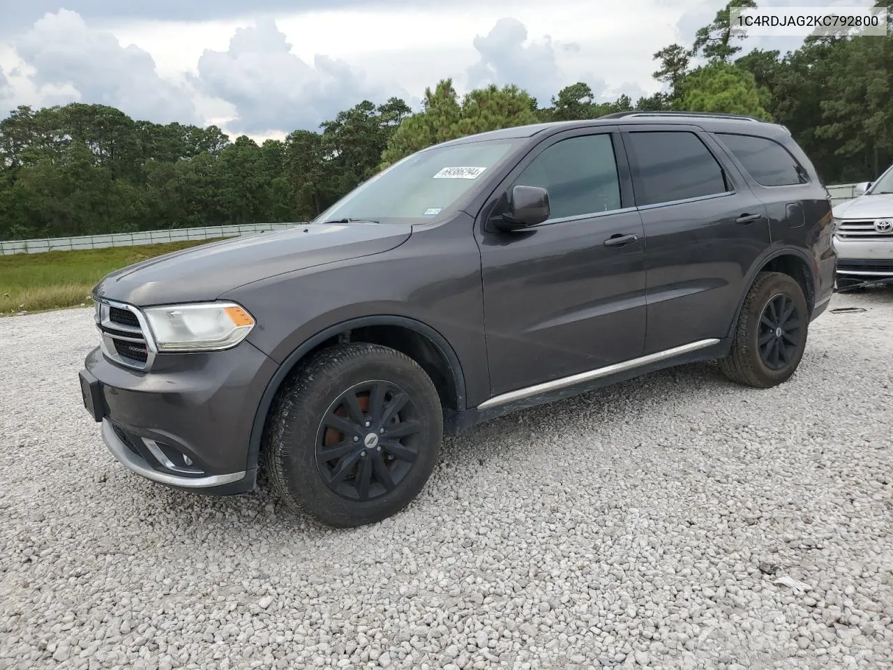 2019 Dodge Durango Sxt VIN: 1C4RDJAG2KC792800 Lot: 69386294