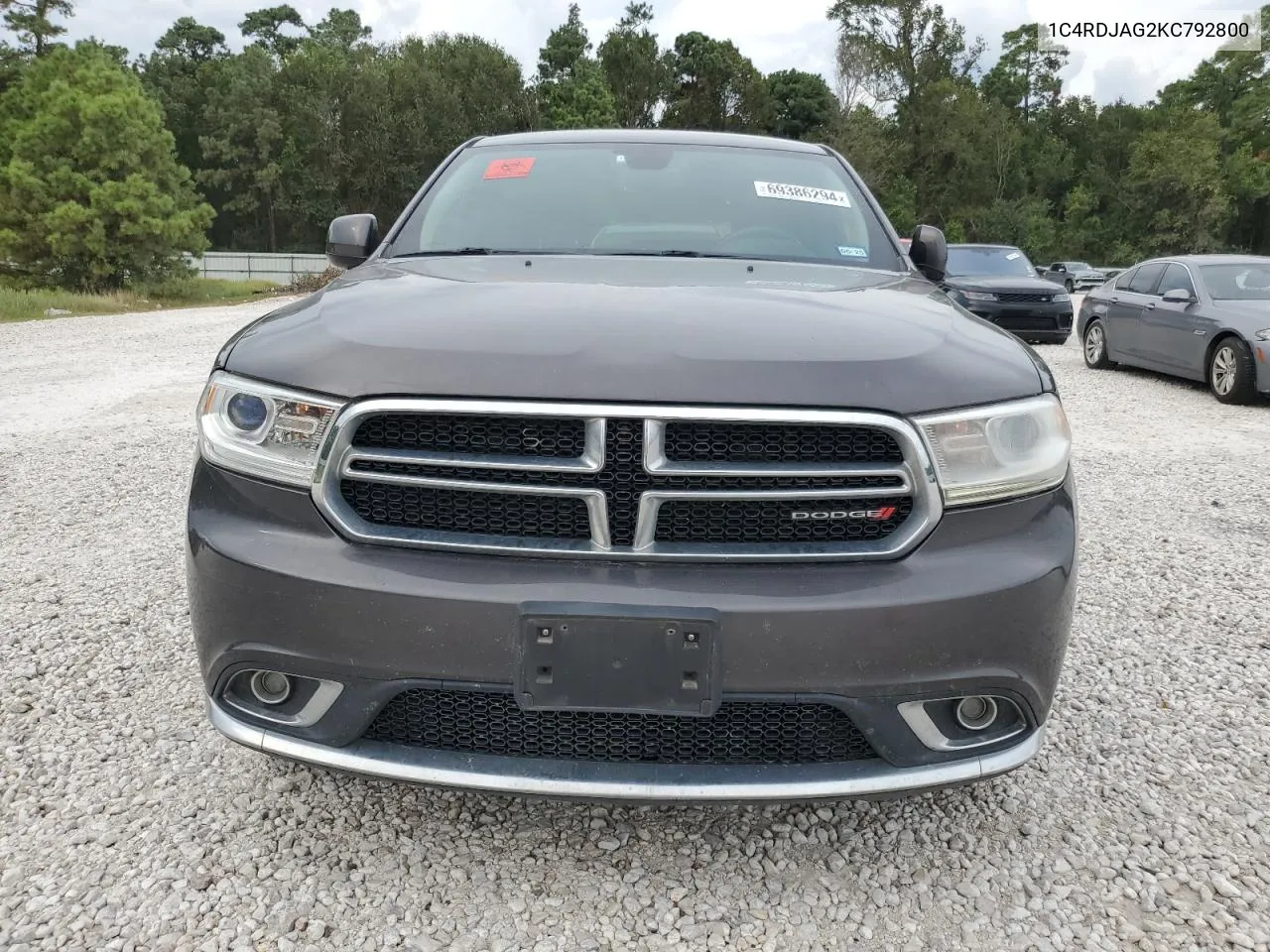 2019 Dodge Durango Sxt VIN: 1C4RDJAG2KC792800 Lot: 69386294