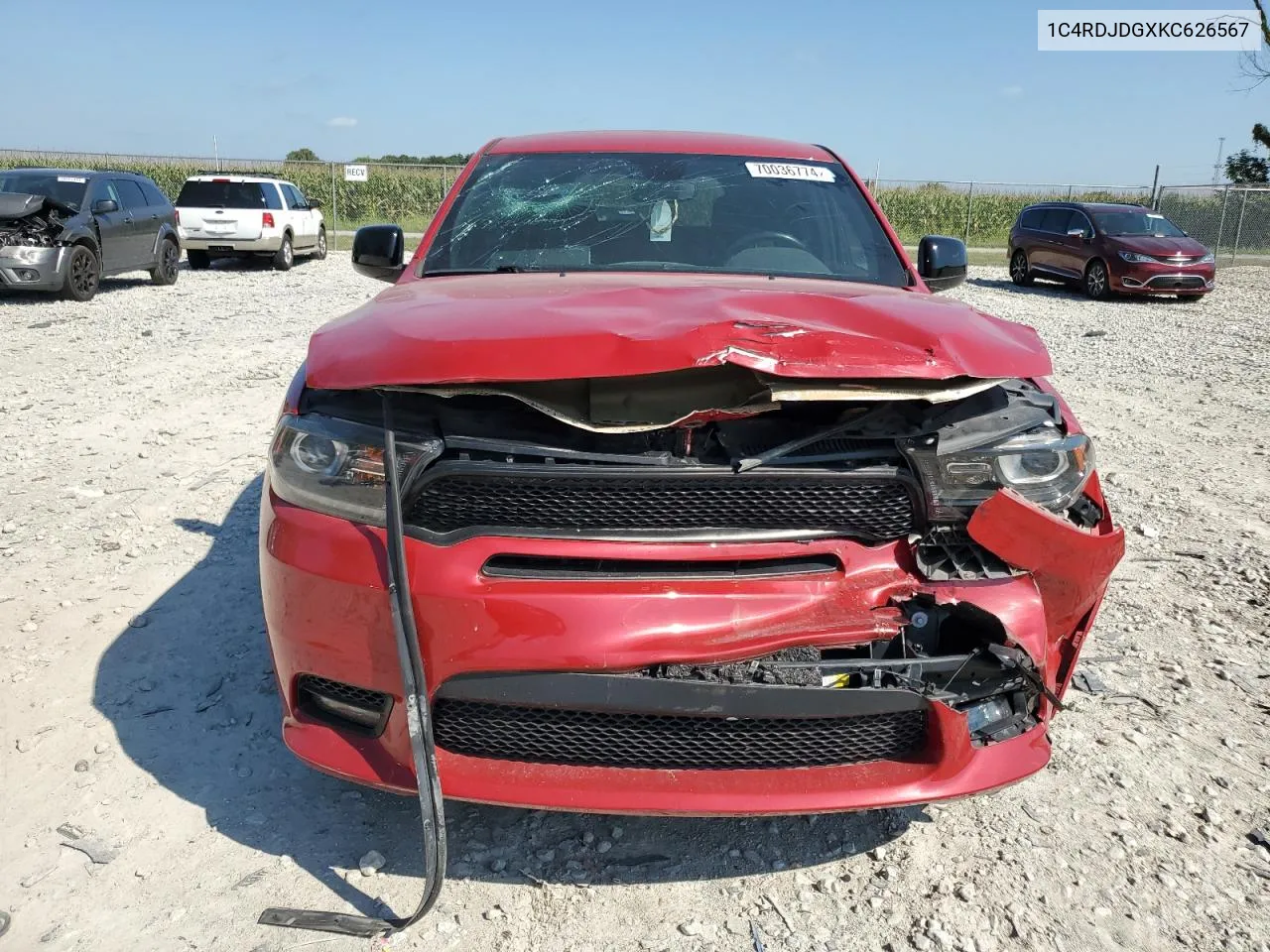 2019 Dodge Durango Gt VIN: 1C4RDJDGXKC626567 Lot: 70036774