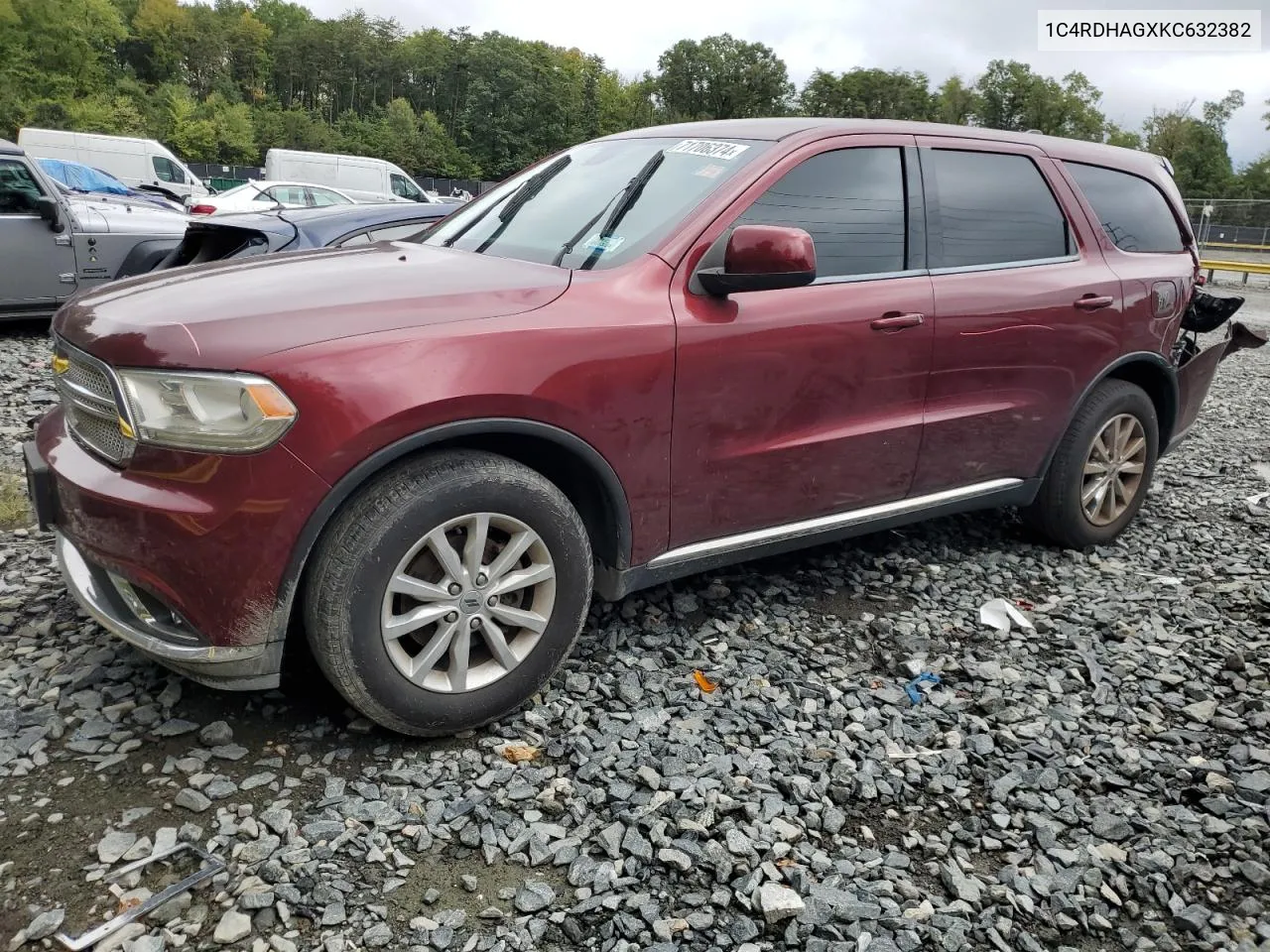 2019 Dodge Durango Sxt VIN: 1C4RDHAGXKC632382 Lot: 71706374