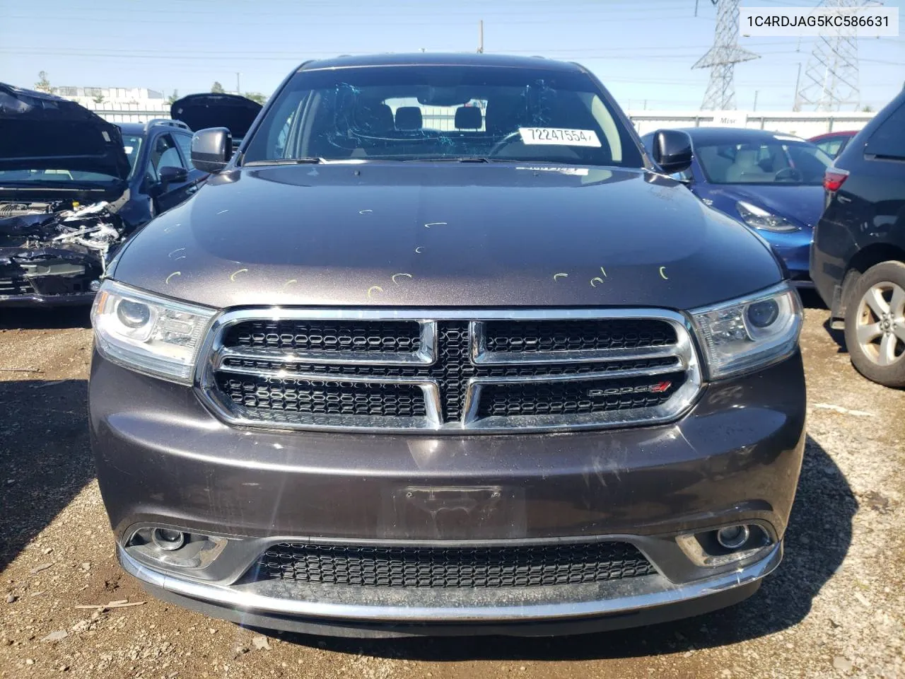 2019 Dodge Durango Sxt VIN: 1C4RDJAG5KC586631 Lot: 72247554