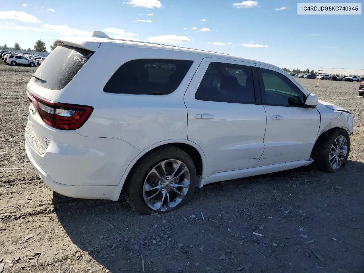 2019 Dodge Durango Gt VIN: 1C4RDJDG5KC740945 Lot: 73474654