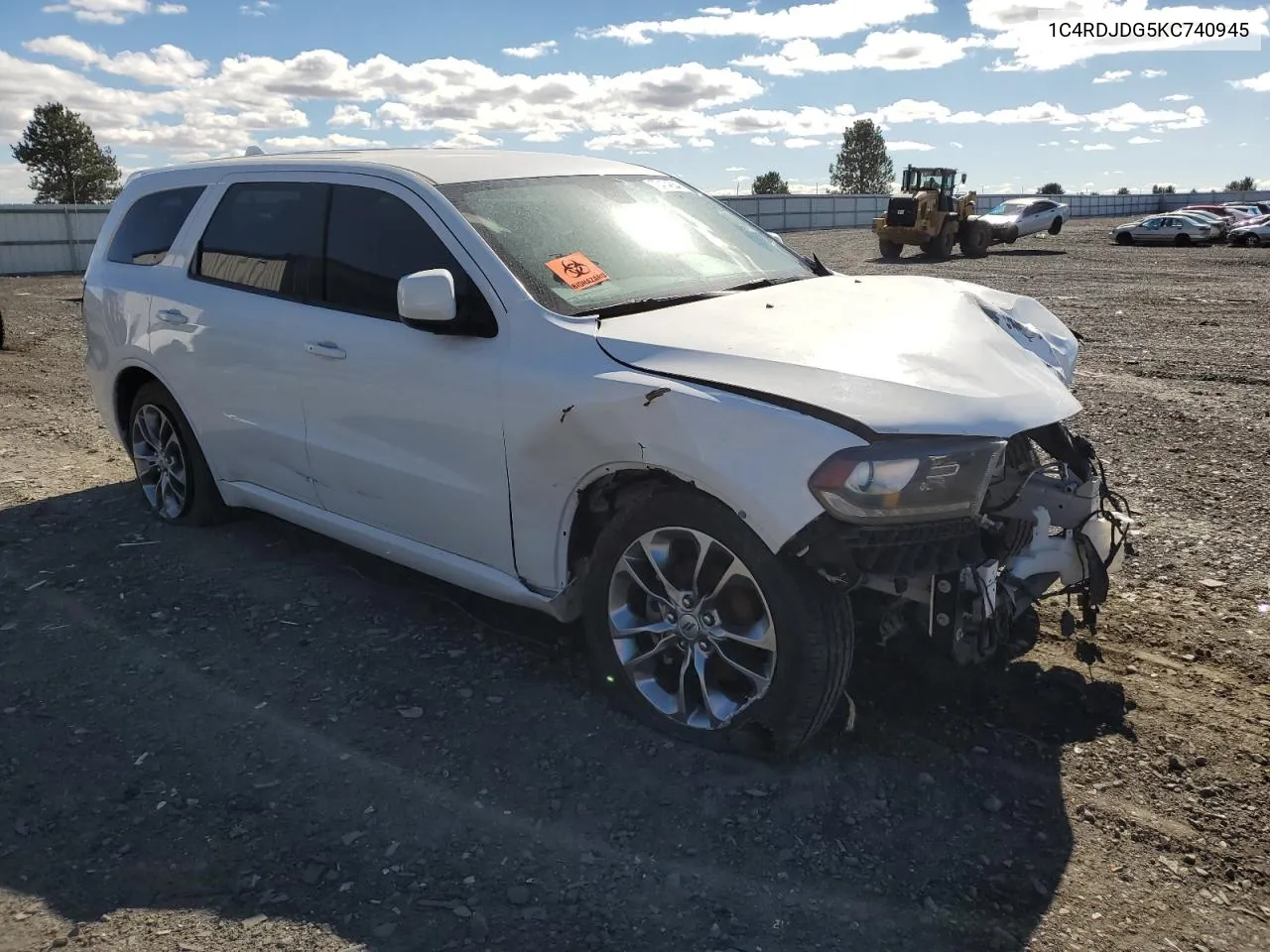 2019 Dodge Durango Gt VIN: 1C4RDJDG5KC740945 Lot: 73474654