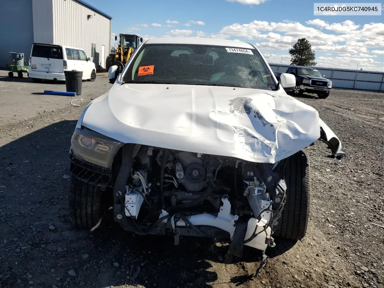 2019 Dodge Durango Gt VIN: 1C4RDJDG5KC740945 Lot: 73474654