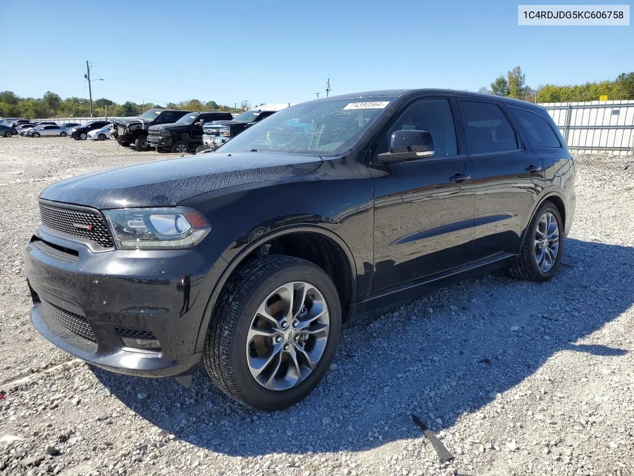 2019 Dodge Durango Gt VIN: 1C4RDJDG5KC606758 Lot: 74390564