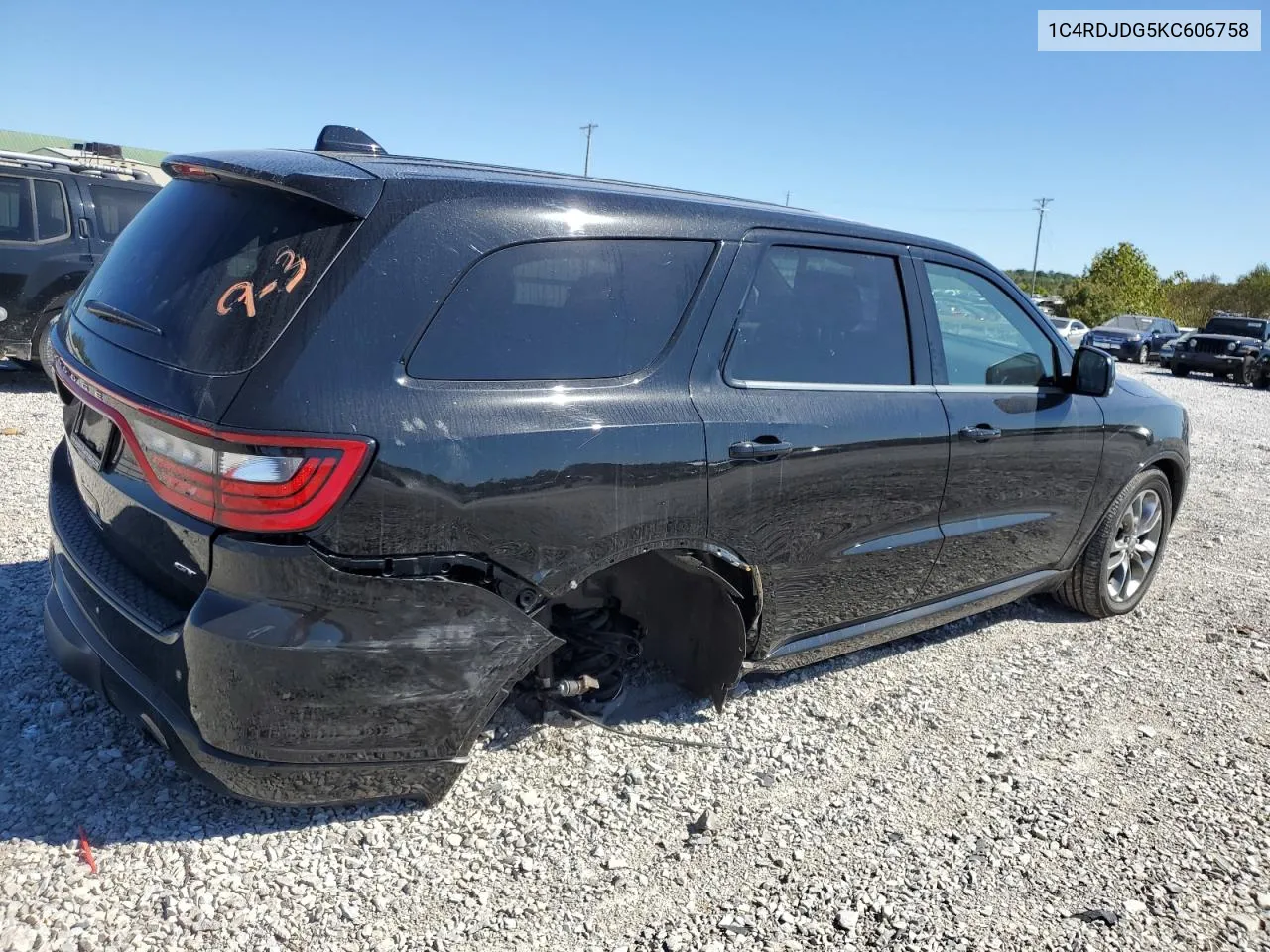 2019 Dodge Durango Gt VIN: 1C4RDJDG5KC606758 Lot: 74390564