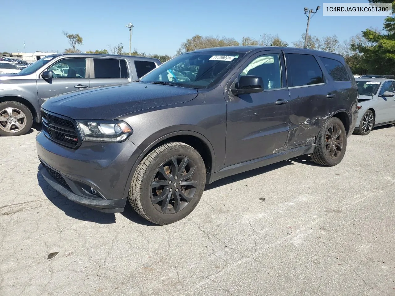 2019 Dodge Durango Sxt VIN: 1C4RDJAG1KC651300 Lot: 74455694