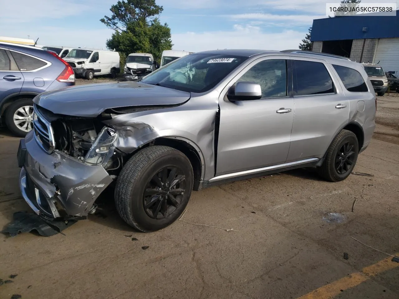 2019 Dodge Durango Sxt VIN: 1C4RDJAG5KC575838 Lot: 74623074