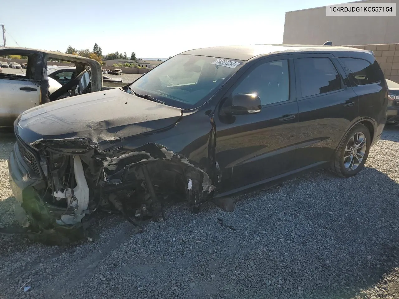 2019 Dodge Durango Gt VIN: 1C4RDJDG1KC557154 Lot: 74627234