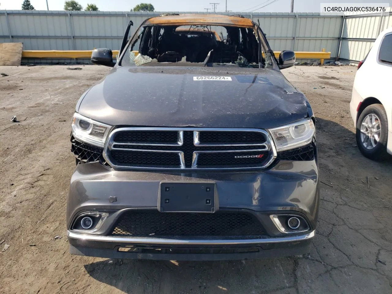 2019 Dodge Durango Sxt VIN: 1C4RDJAG0KC536476 Lot: 74670704