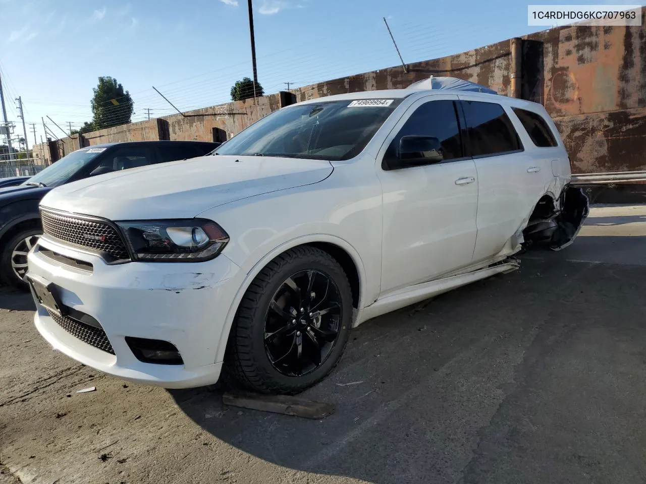 2019 Dodge Durango Gt VIN: 1C4RDHDG6KC707963 Lot: 74969954