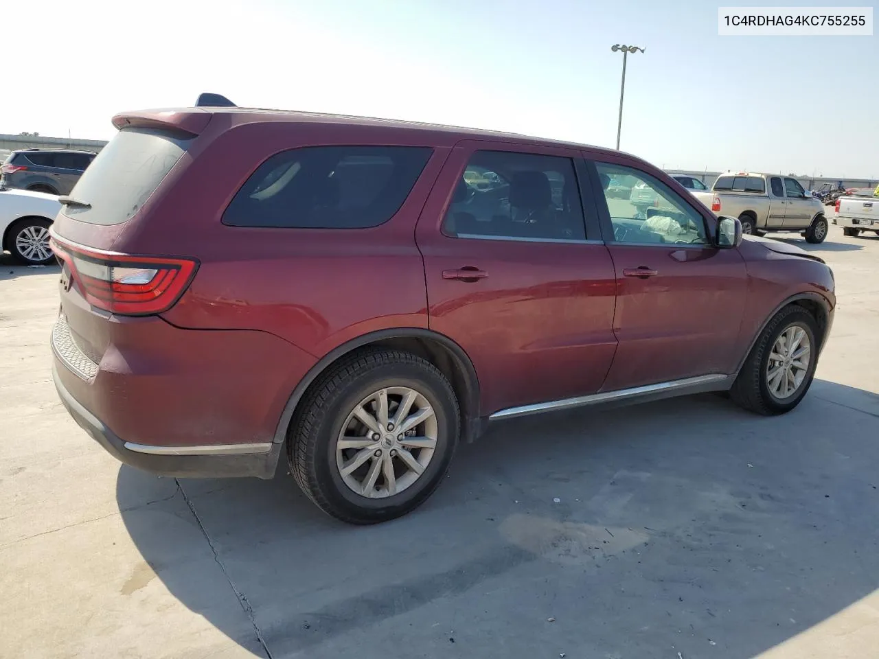 2019 Dodge Durango Sxt VIN: 1C4RDHAG4KC755255 Lot: 74984384