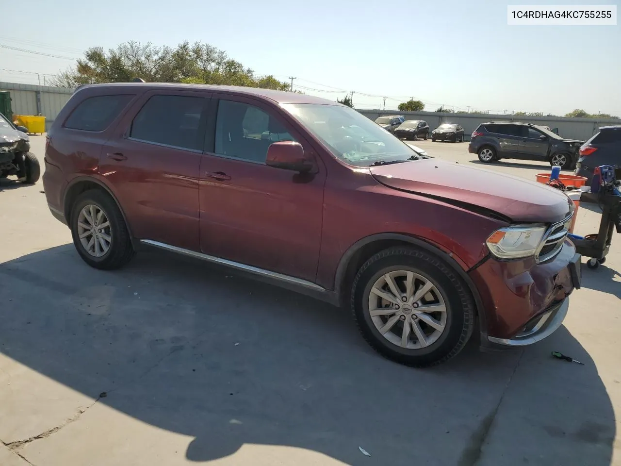 2019 Dodge Durango Sxt VIN: 1C4RDHAG4KC755255 Lot: 74984384