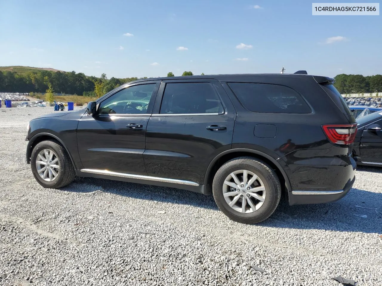 2019 Dodge Durango Sxt VIN: 1C4RDHAG5KC721566 Lot: 75038544