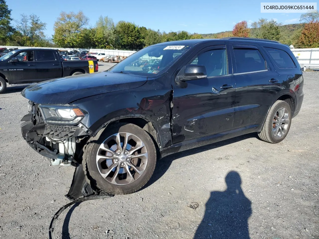 2019 Dodge Durango Gt VIN: 1C4RDJDG9KC651444 Lot: 75072424