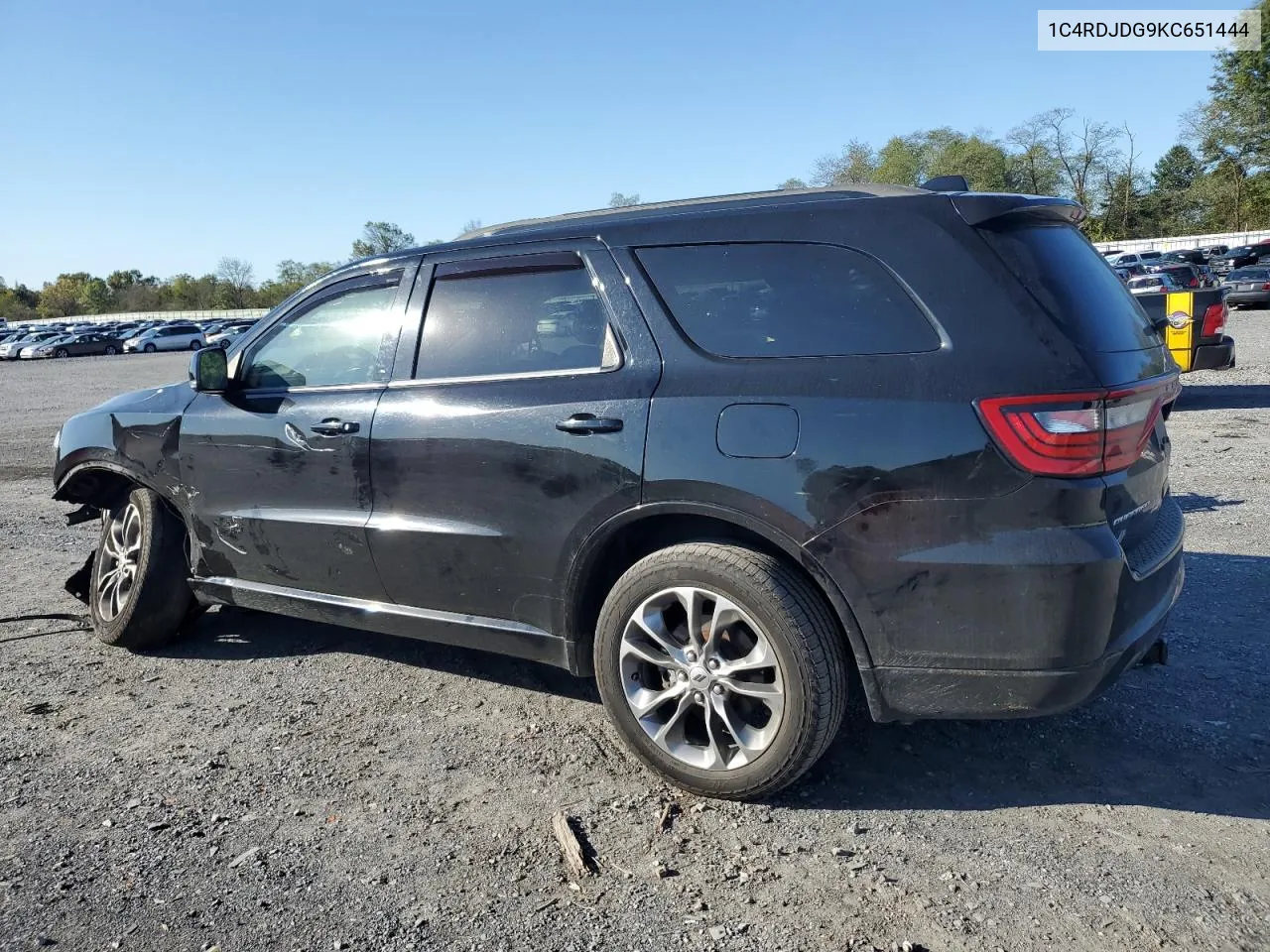 2019 Dodge Durango Gt VIN: 1C4RDJDG9KC651444 Lot: 75072424