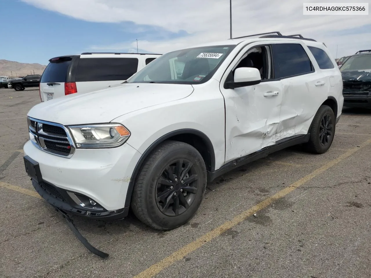 2019 Dodge Durango Sxt VIN: 1C4RDHAG0KC575366 Lot: 75635694