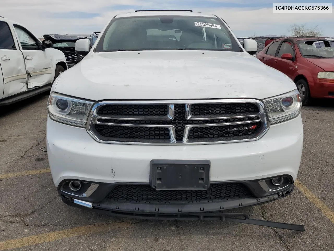 2019 Dodge Durango Sxt VIN: 1C4RDHAG0KC575366 Lot: 75635694