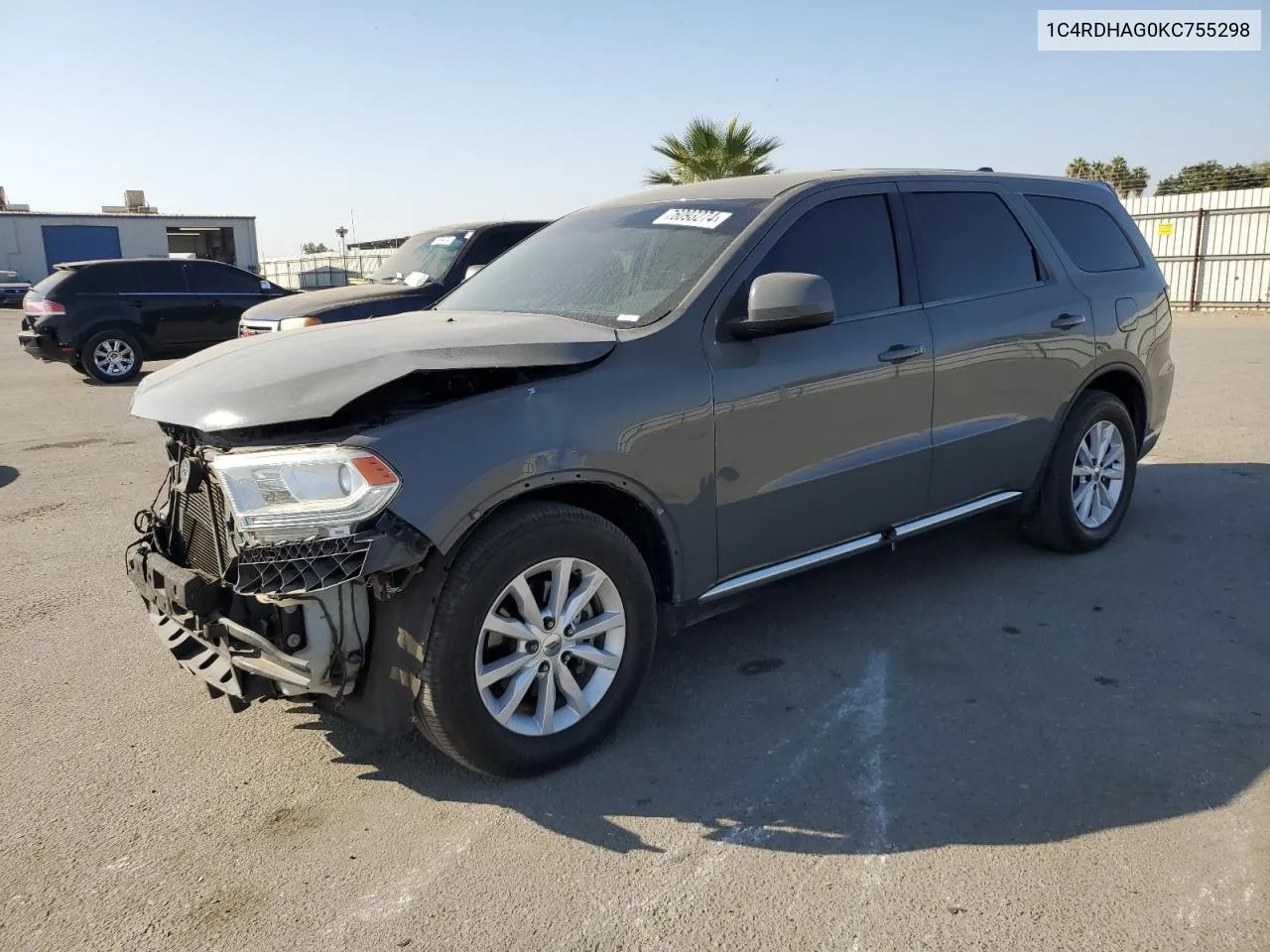 2019 Dodge Durango Sxt VIN: 1C4RDHAG0KC755298 Lot: 76093274