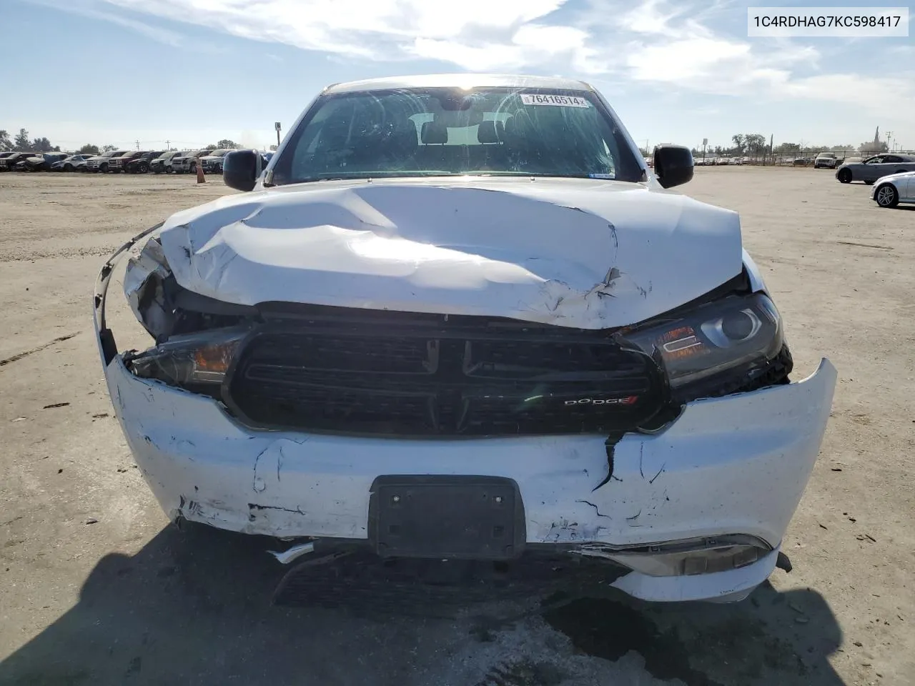 2019 Dodge Durango Sxt VIN: 1C4RDHAG7KC598417 Lot: 76416514