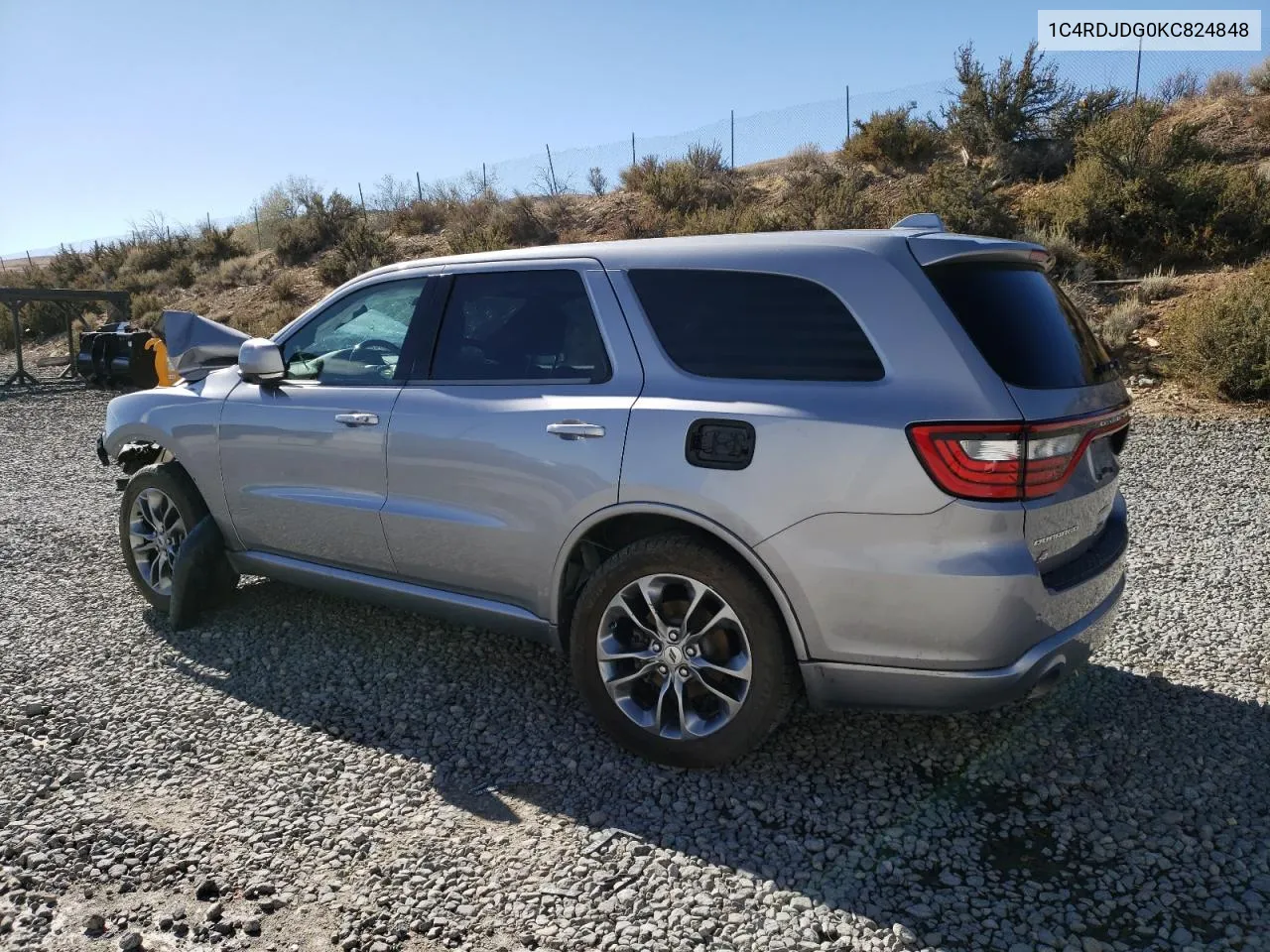 2019 Dodge Durango Gt VIN: 1C4RDJDG0KC824848 Lot: 76784624