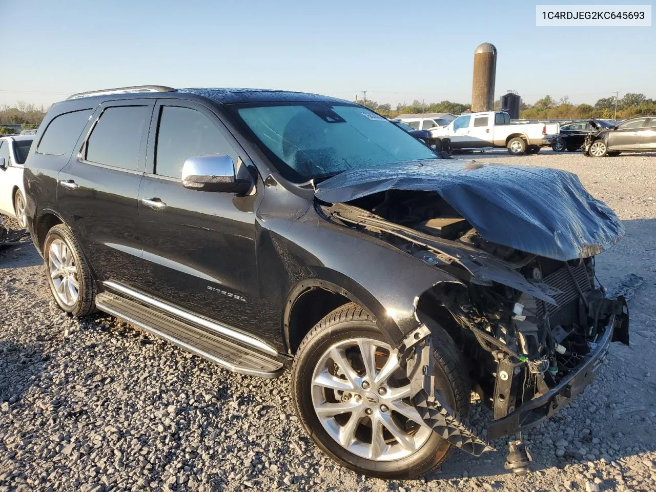 1C4RDJEG2KC645693 2019 Dodge Durango Citadel