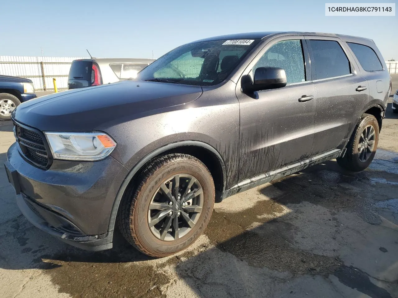 2019 Dodge Durango Sxt VIN: 1C4RDHAG8KC791143 Lot: 77081084