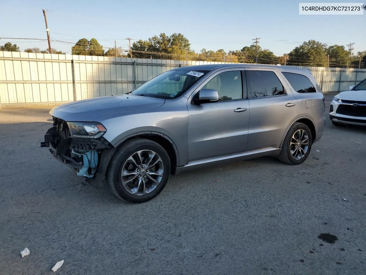 2019 Dodge Durango Gt VIN: 1C4RDHDG7KC721273 Lot: 77246214