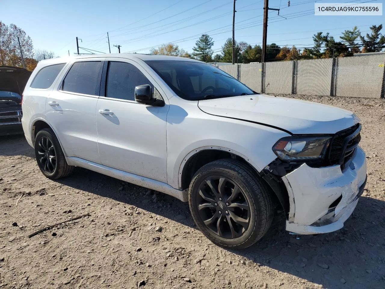 2019 Dodge Durango Sxt VIN: 1C4RDJAG9KC755596 Lot: 77453864