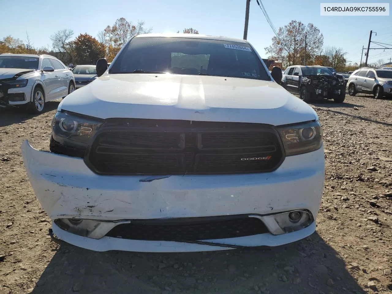 2019 Dodge Durango Sxt VIN: 1C4RDJAG9KC755596 Lot: 77453864