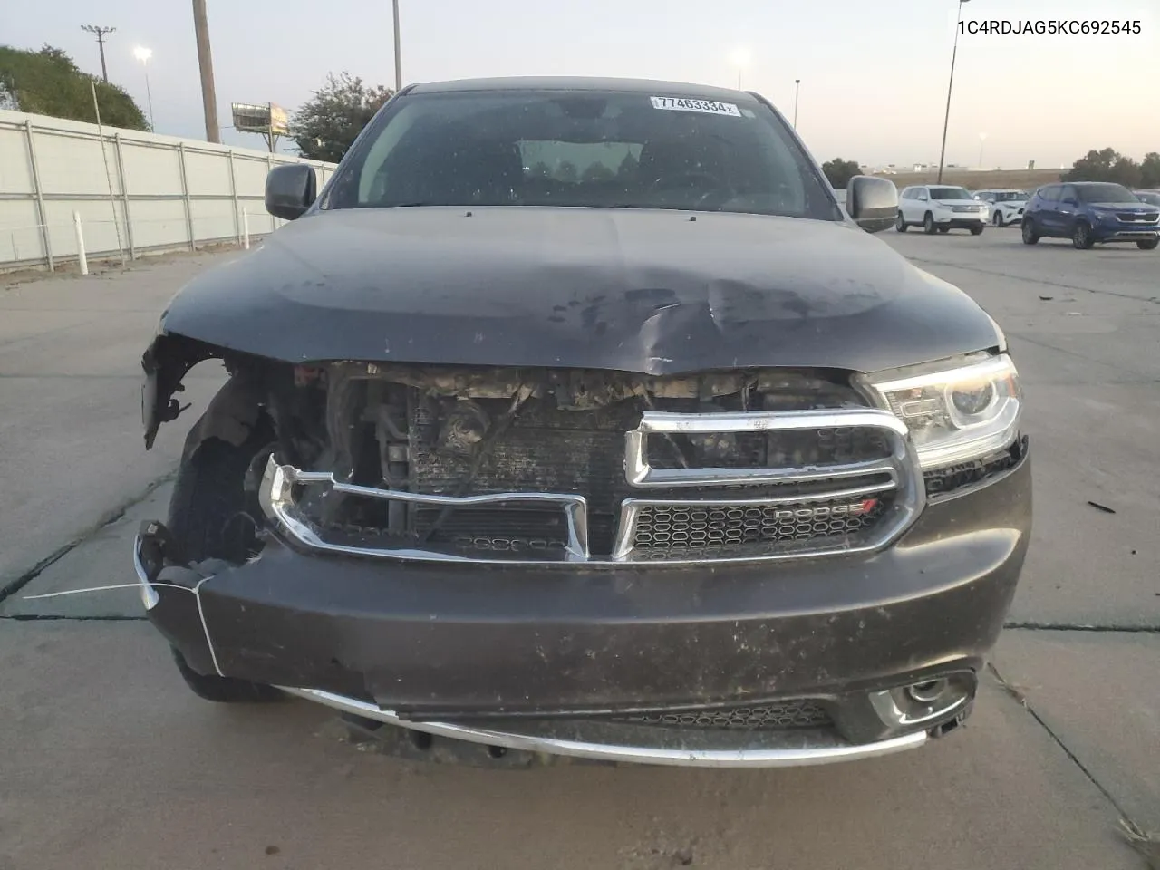 2019 Dodge Durango Sxt VIN: 1C4RDJAG5KC692545 Lot: 77463334