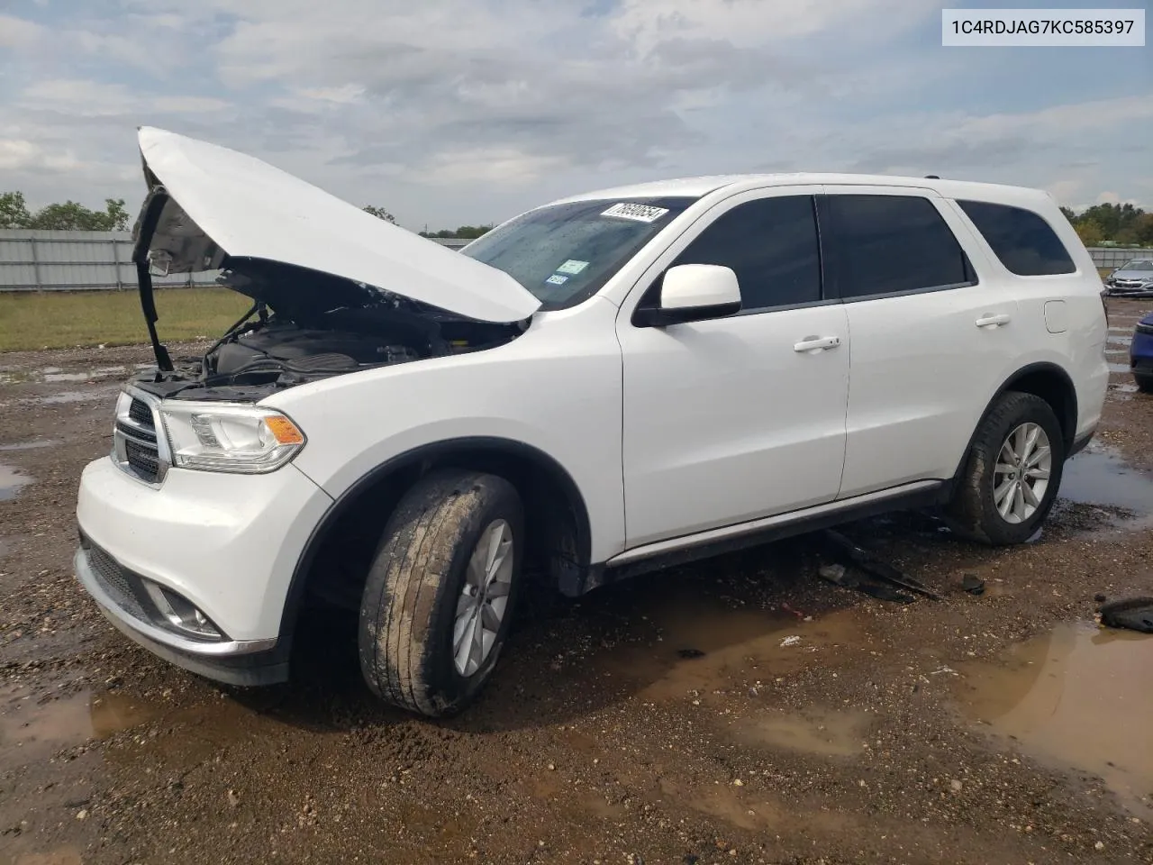 2019 Dodge Durango Sxt VIN: 1C4RDJAG7KC585397 Lot: 78690654