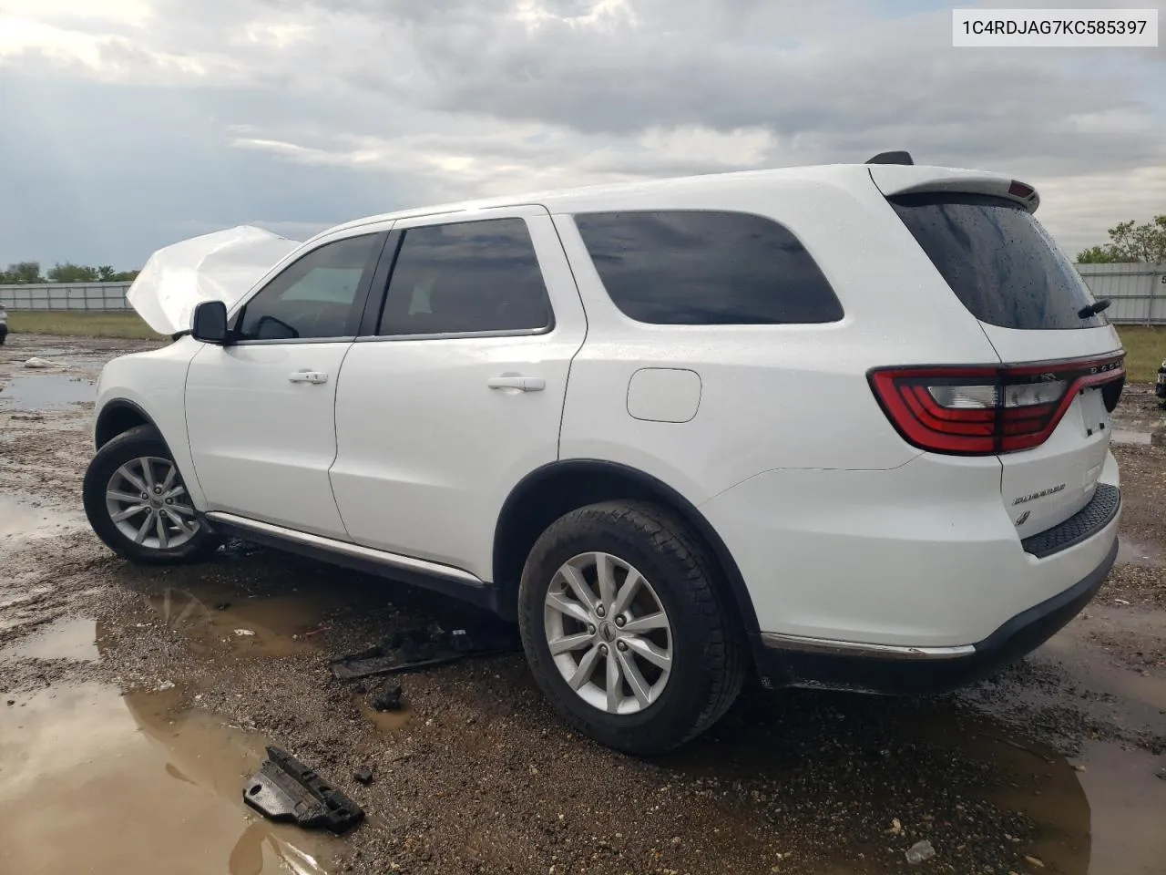 2019 Dodge Durango Sxt VIN: 1C4RDJAG7KC585397 Lot: 78690654