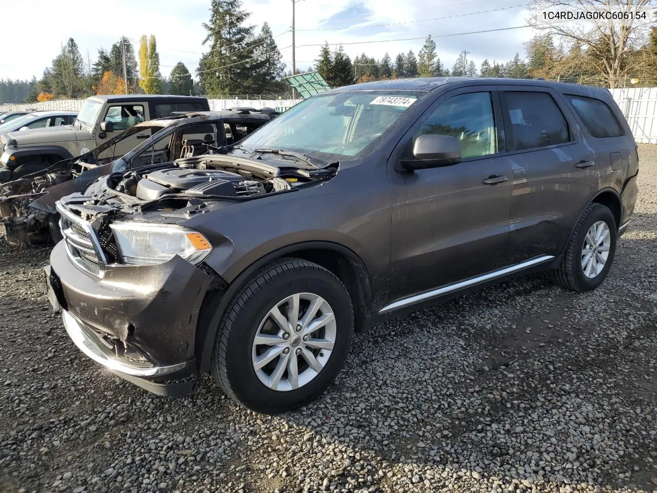 2019 Dodge Durango Sxt VIN: 1C4RDJAG0KC606154 Lot: 79743774