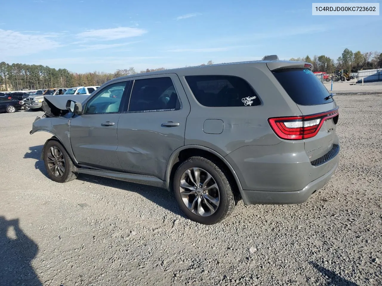 2019 Dodge Durango Gt VIN: 1C4RDJDG0KC723602 Lot: 80825004