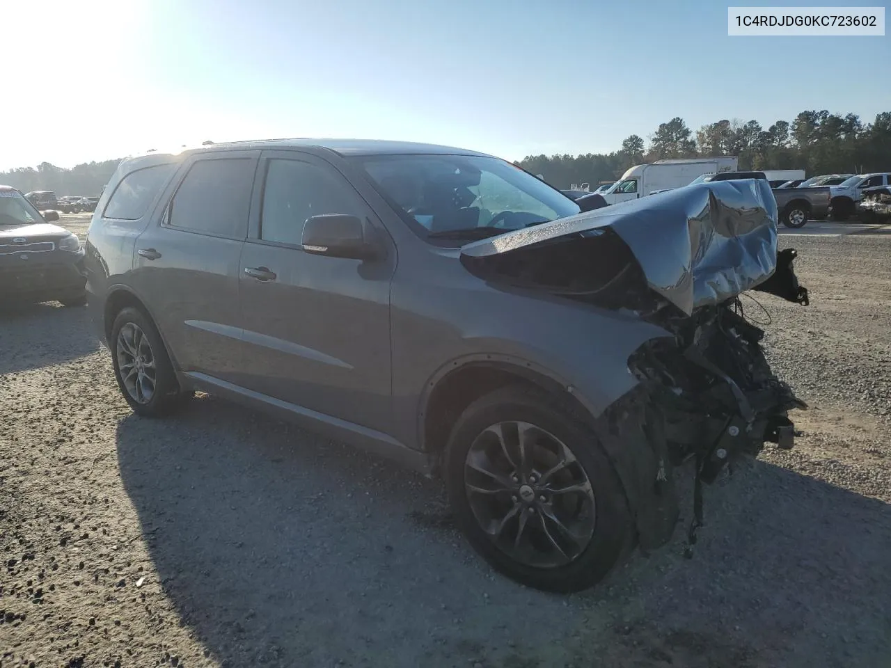 2019 Dodge Durango Gt VIN: 1C4RDJDG0KC723602 Lot: 80825004