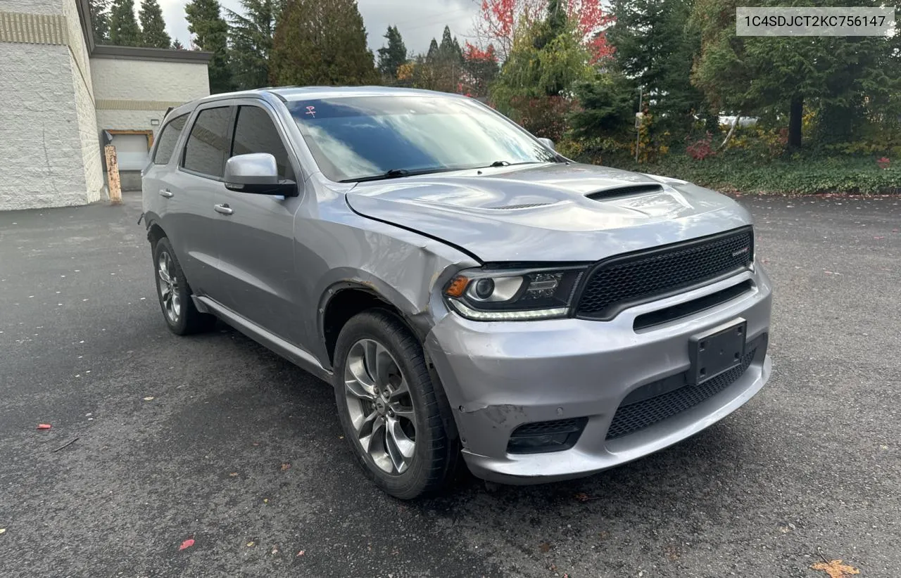 1C4SDJCT2KC756147 2019 Dodge Durango R/T